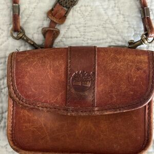 Vintage Mini Timberland Brown Leather Crossbody Bag